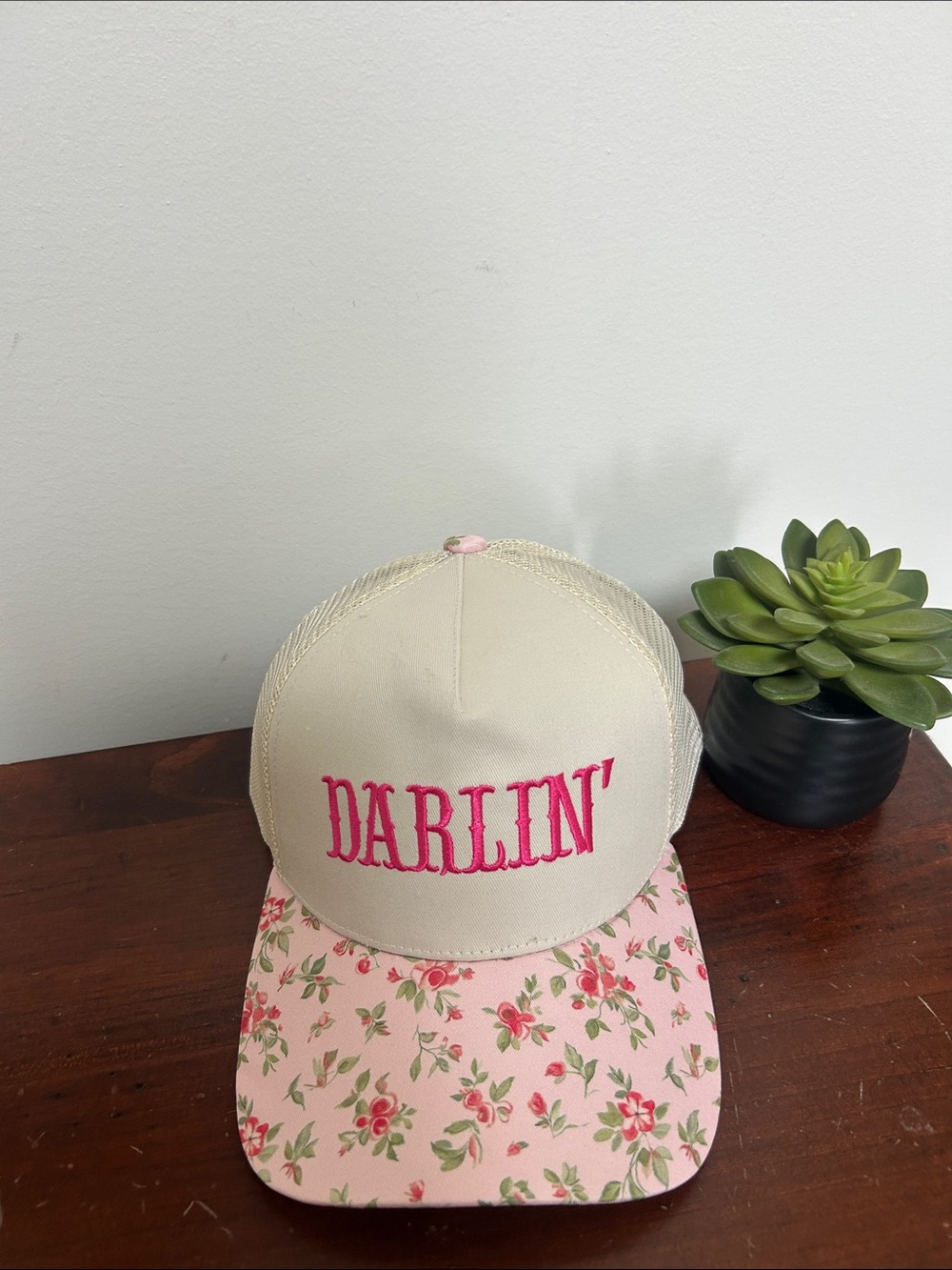 Zenana Darlin' Floral Baseball Cap - Pink/Cream - Picture 1 of 4